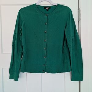 Ann Taylor Emerald Classic Button-Up Sweater Size Large
